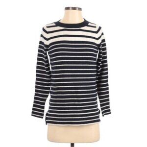 Loft Striped Sweater in Navy Size XS Blue and White Crew Neck